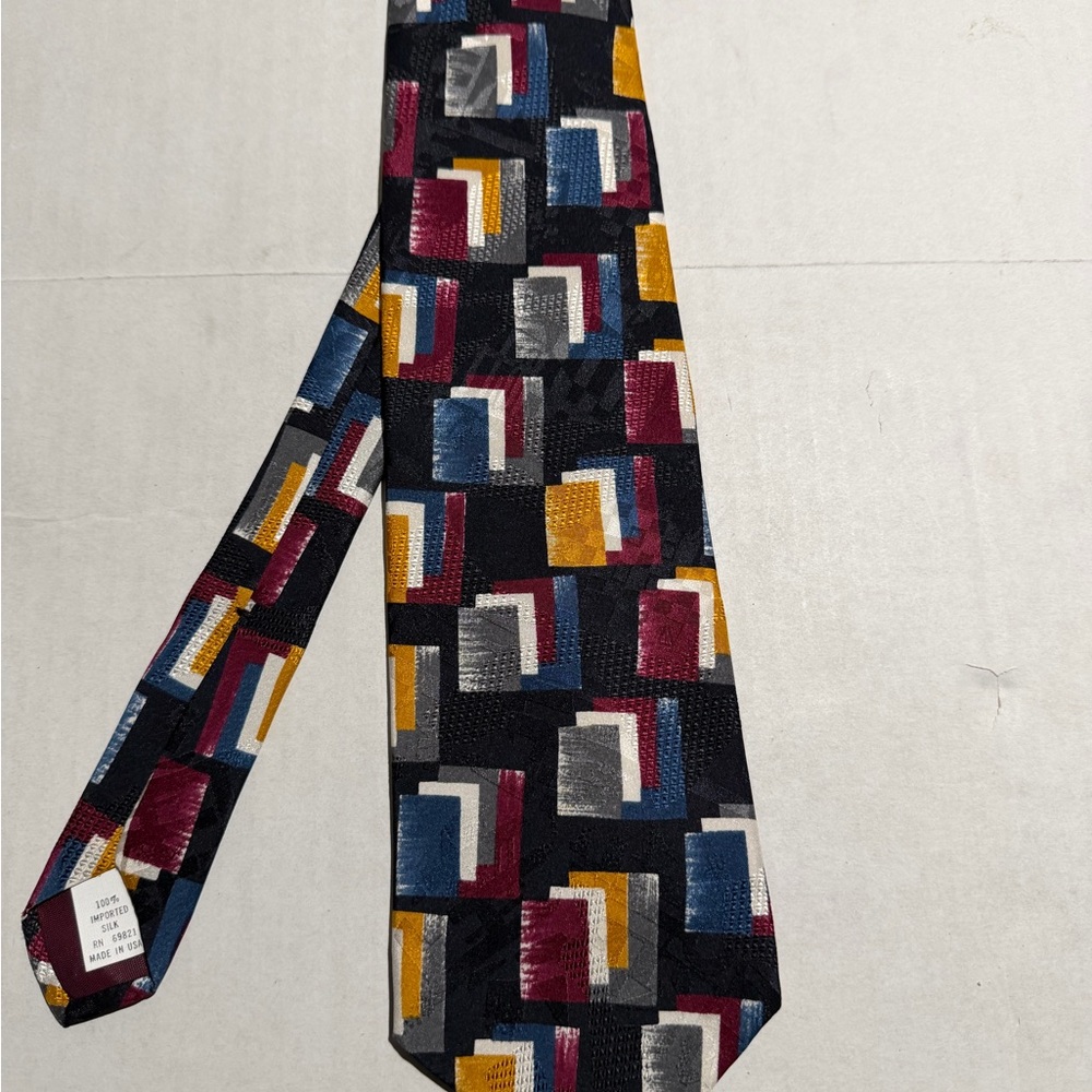sterling&hunt multicolored abstract pattern 100%‎ silk, men's necktie